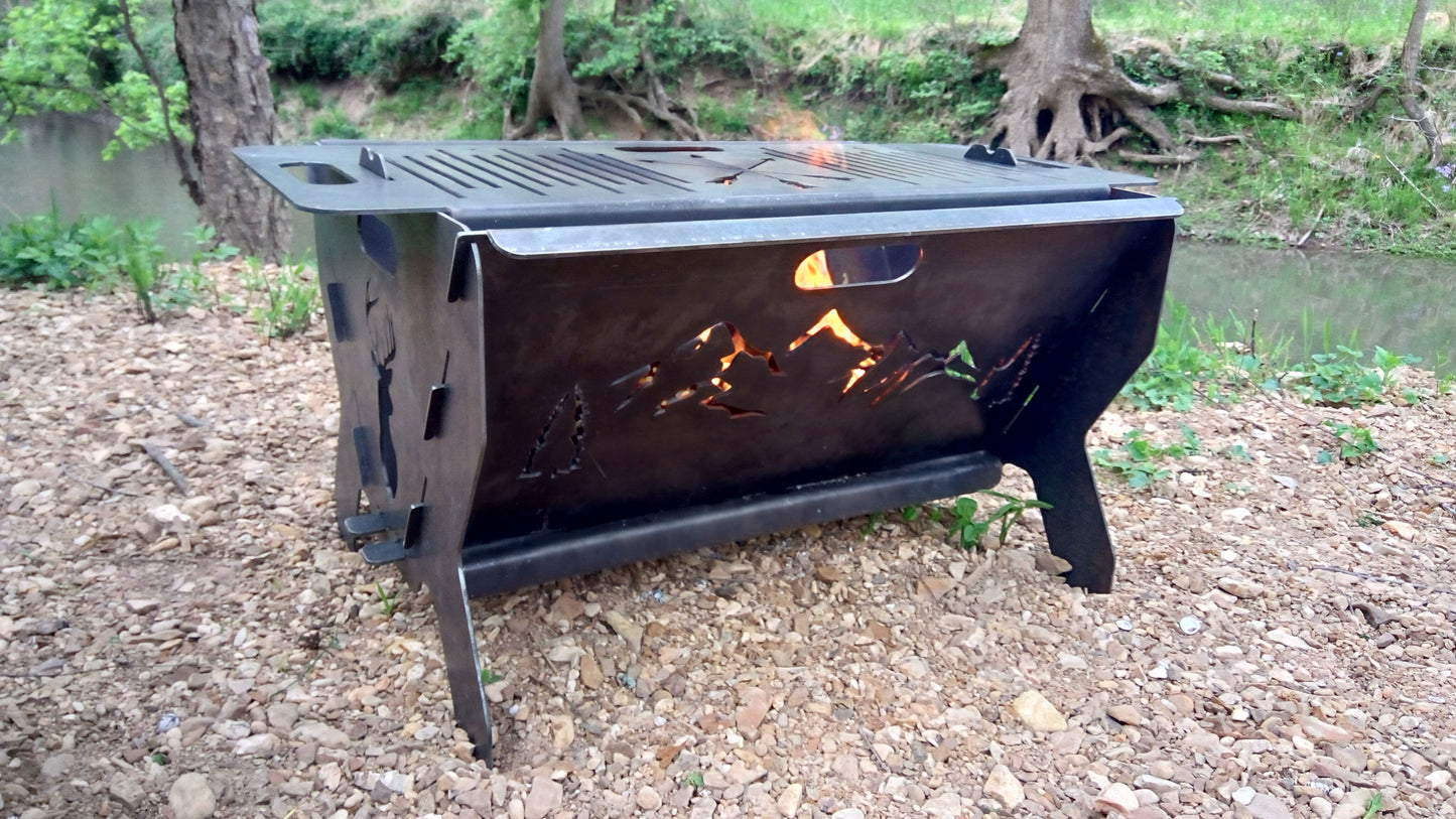 "Mountain View" XL Collapsible Fire Pit Grill