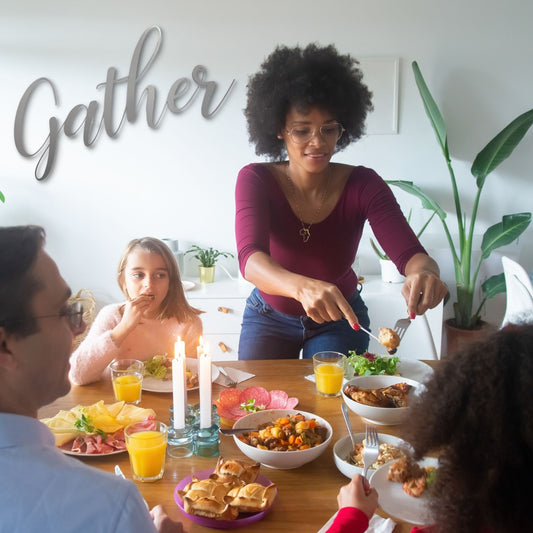 "Gather" Metal Word Art Wall Decor