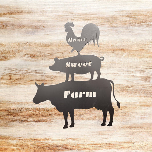 "Home Sweet Farm" Metal Farm Animals Wall Decor