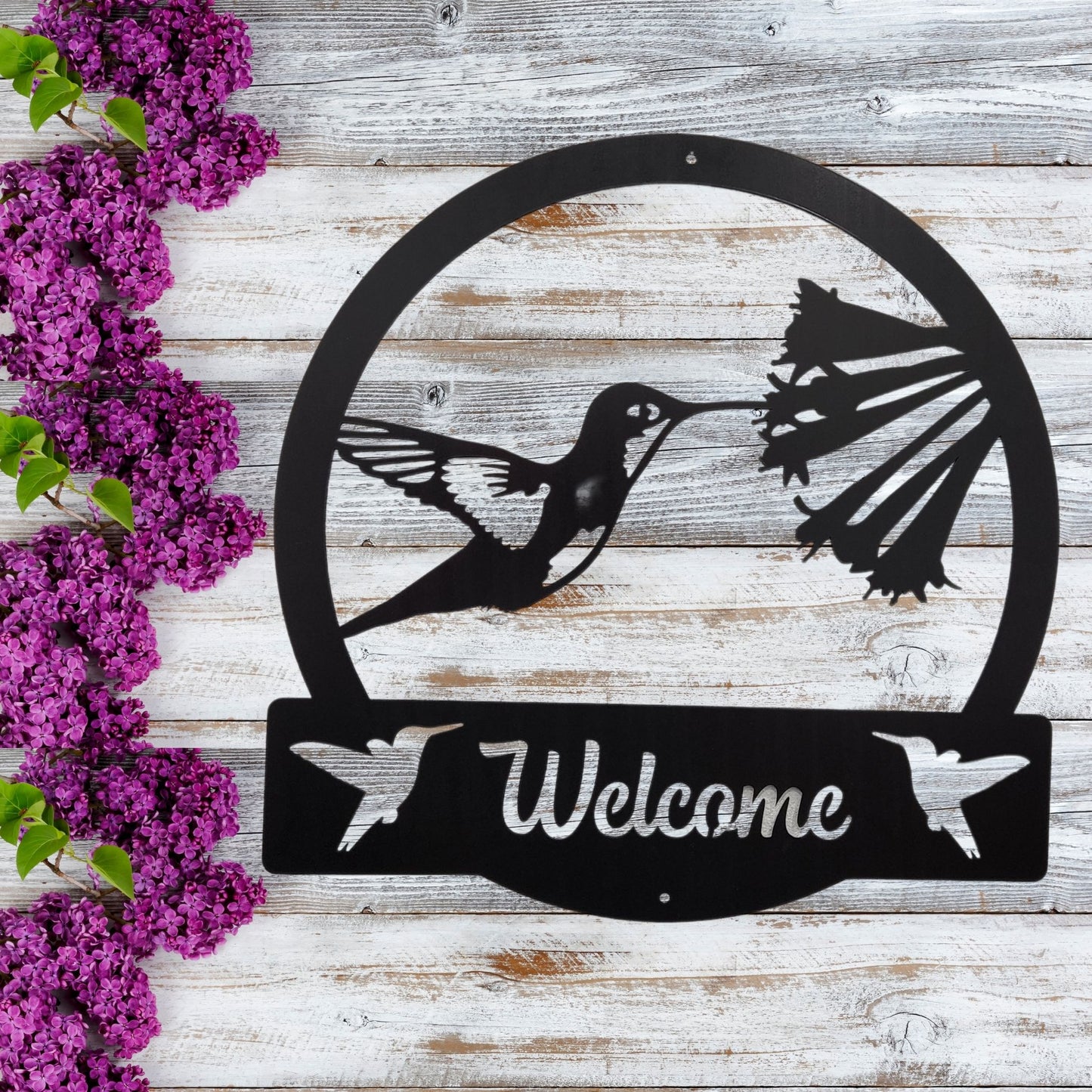 "Hummingbird Welcome" Metal Wall Decor