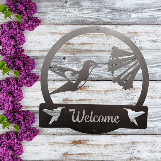 "Hummingbird Welcome" Metal Wall Decor