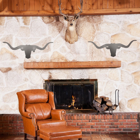 "Tagged Longhorn" Metal Cow Wall Decor