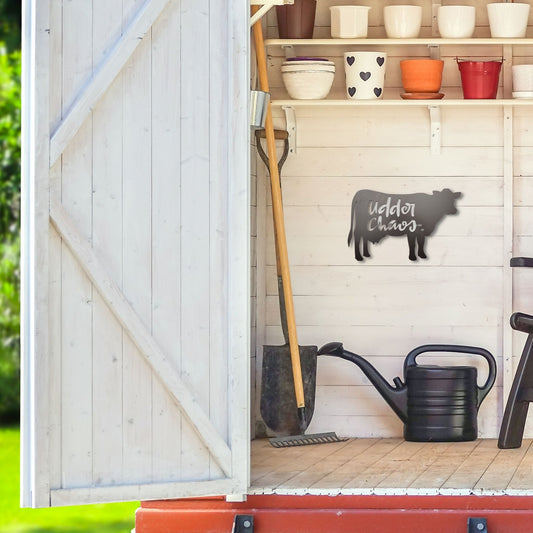 "Udder Chaos" Metal Cow Wall Decor