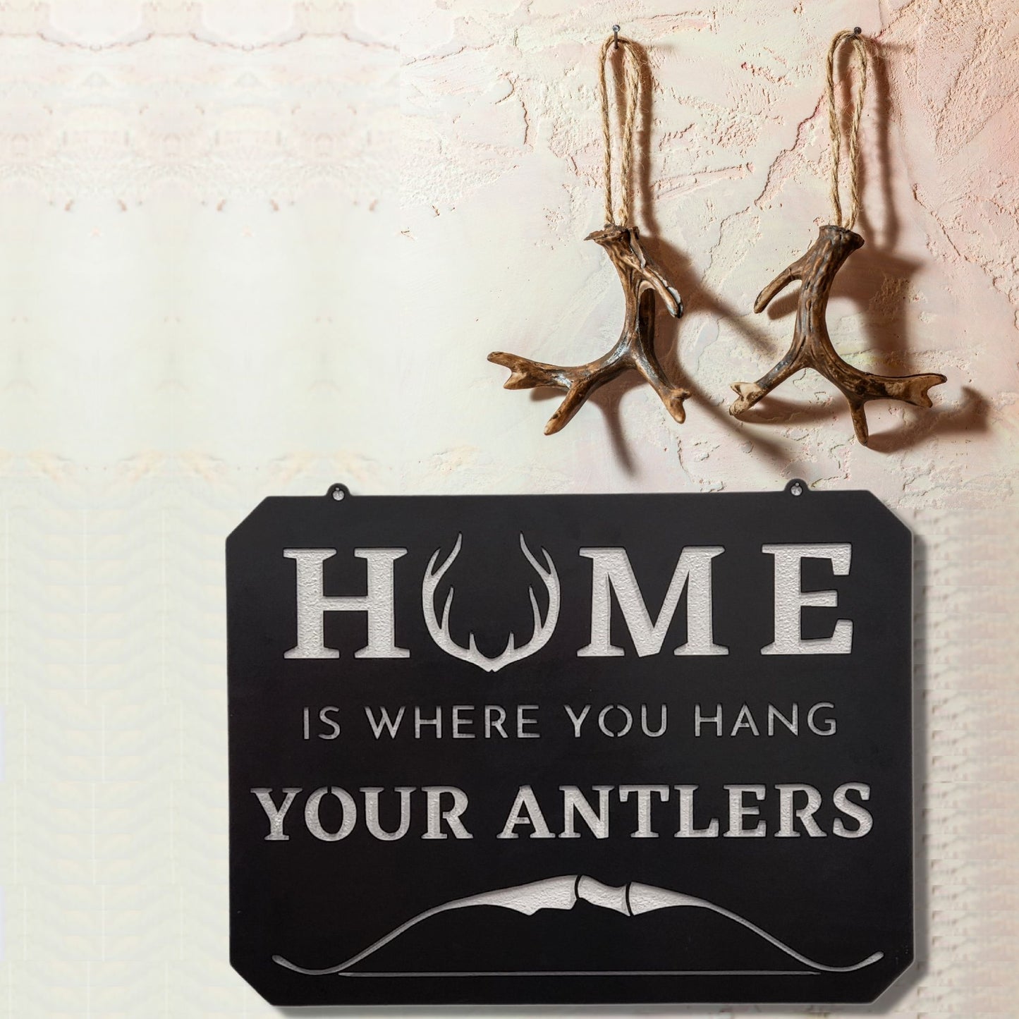 "Home Is Where You Hang Your Bow" Metal Hunting Wall Decor