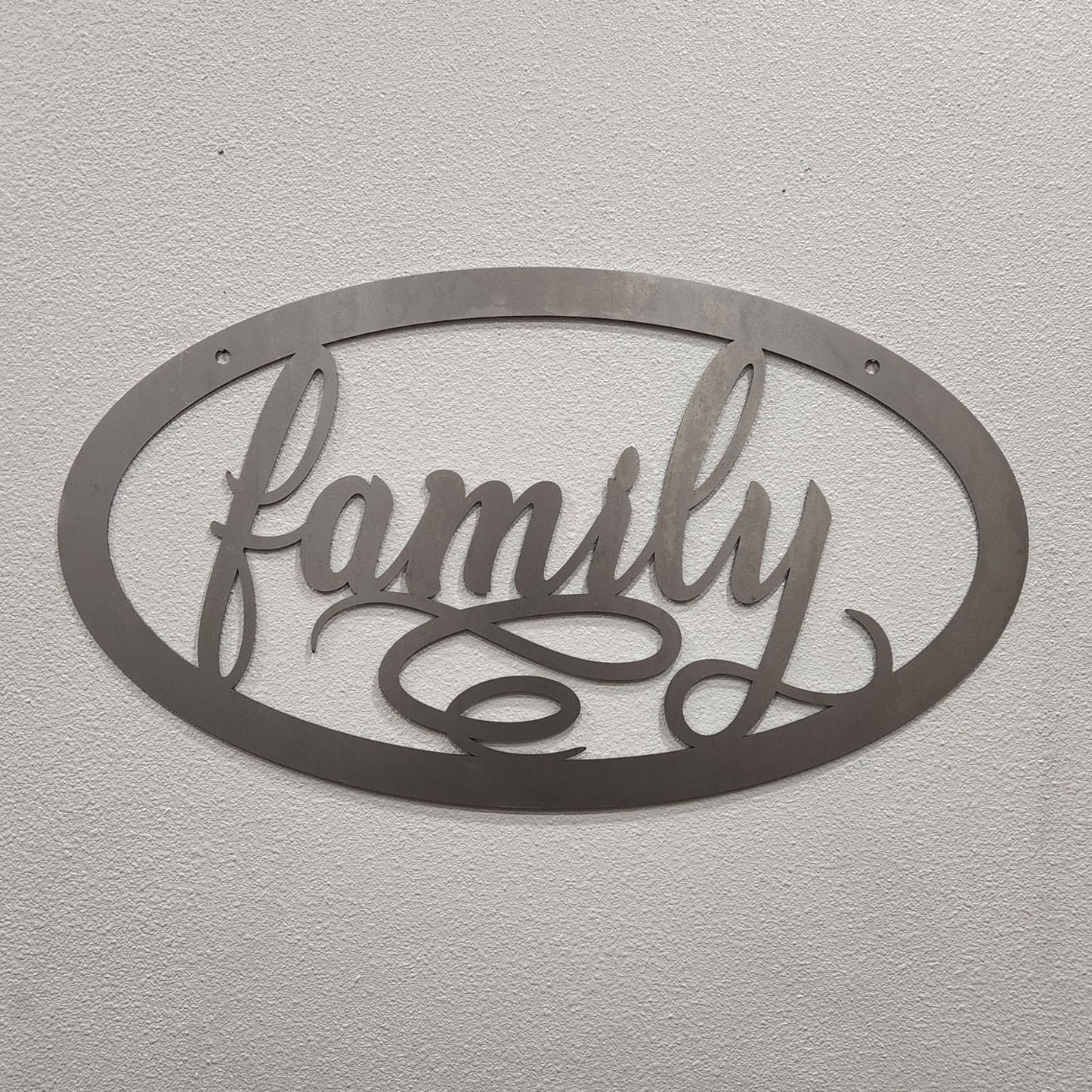 "Family" Oval Metal Word Art Wall Decor